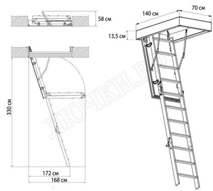 Чердачная лестница Oman Termo Long 700*1400*3300 Чердачная лестница Oman Termo Long 700*1400*3300